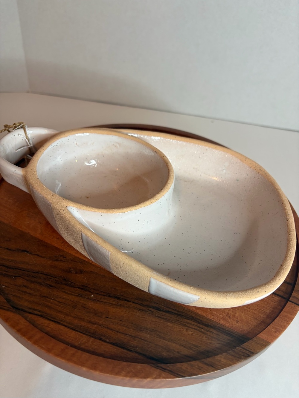 Mudpie Chip And Dip Server Stoneware. New Without Tags.